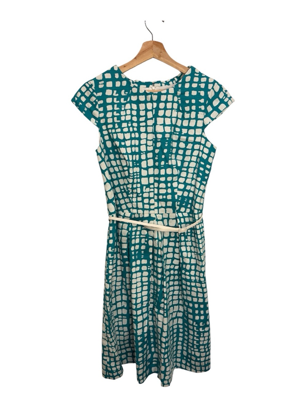 Jones New York Belted Fit & Flare Geo Print Dress Size 8 Orig. $119